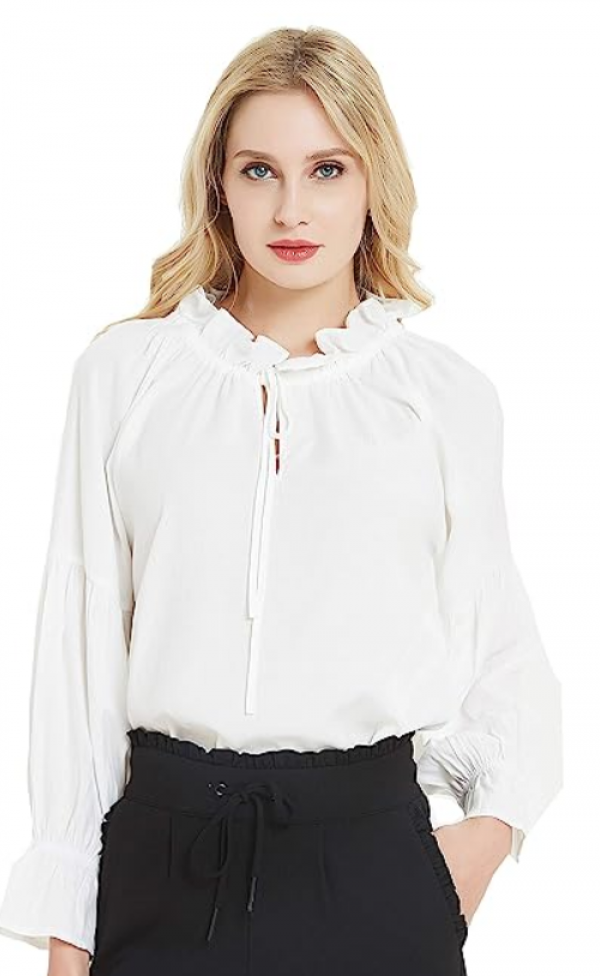 Kemeja kerja dengan potongan cape yang elegan